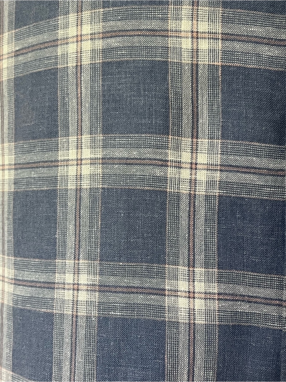 Faherty Linen Blend Shirt Large Blue Plaid Button-up Lightweight Coastal Travel - Picture 5 of 15
